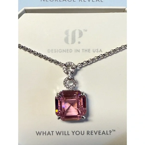 NWT Bomb Party Jewelry Rose Quartz Cubic Zirconia Pendant Necklace - Picture 7 of 10